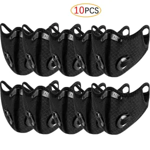 10 Ct Pack - High Quality Reusable Face Mask (Black Color Only) with Activated Carbon Filter