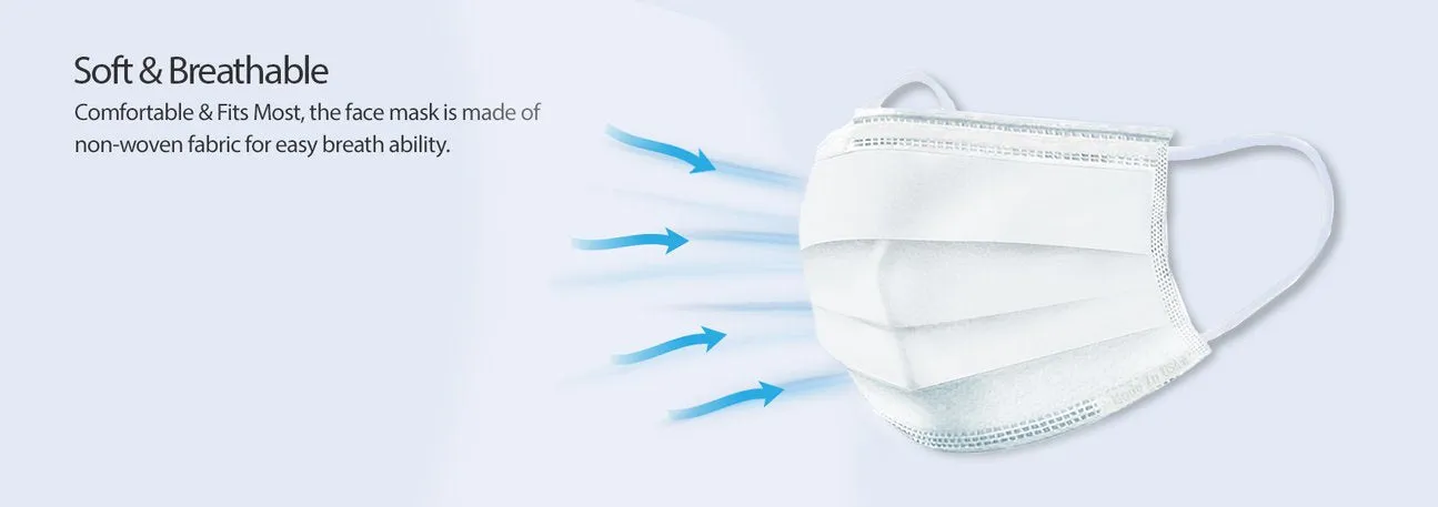3 Layered Face Mask - 50 Masks - MADE IN THE USA