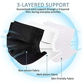 3-Ply Disposable Face Mask-BLACK