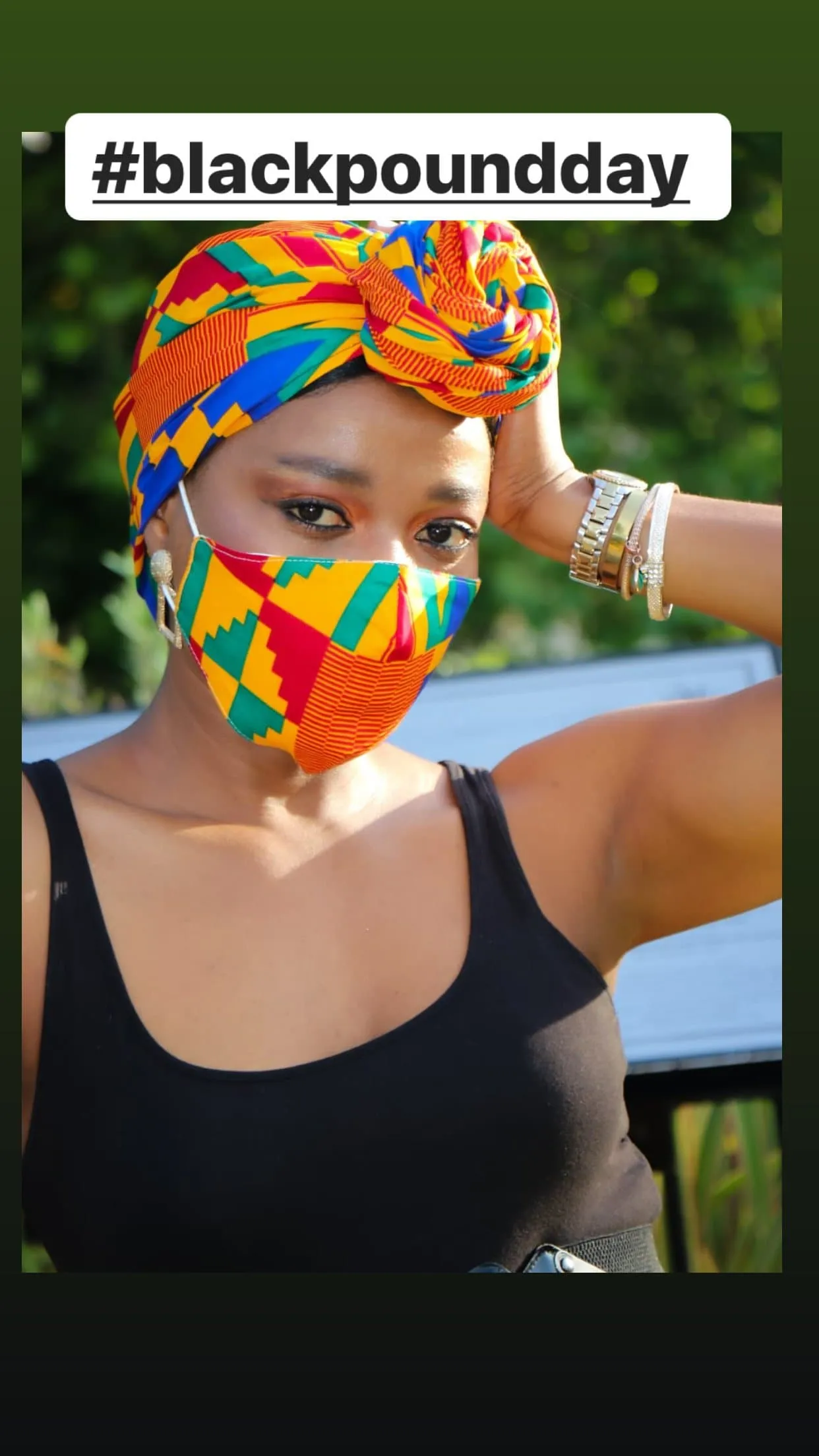 African Print Kente Facemask and Headwrap Set - Ashanti