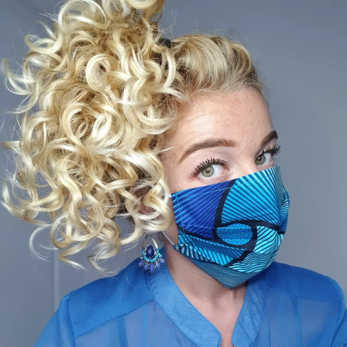 African print Mouth mask / Face mask made of 100% cotton - Blue effects