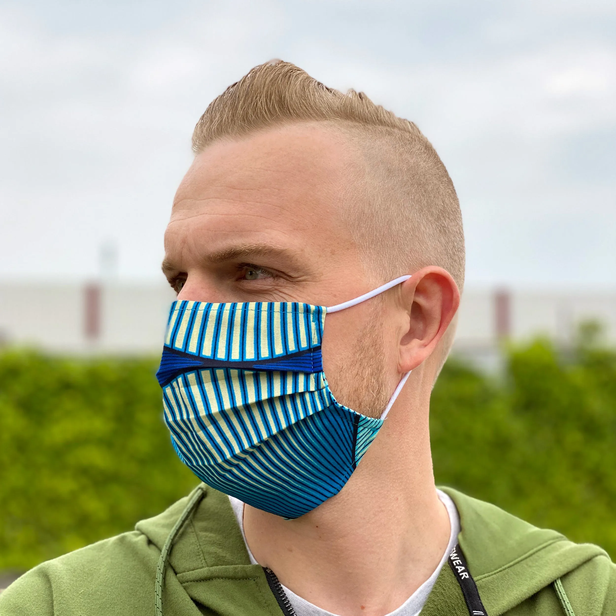 African print Mouth mask / Face mask made of 100% cotton - Blue effects