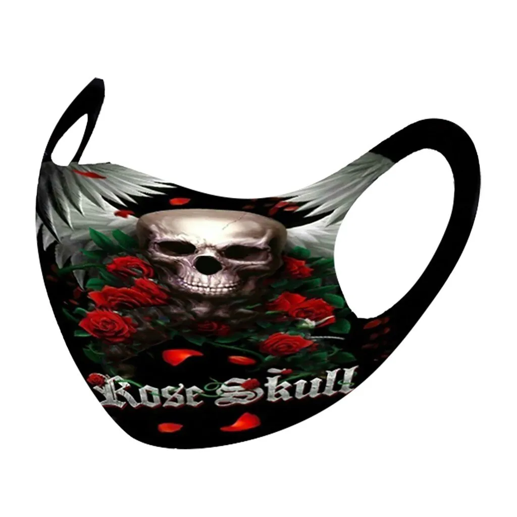 Bloody Rose 3d Print Gothic Punk Face Mouth Mask Reusable Dust Mask Washable Mascarillas Face Shield Masque Foggy Haze Halloween