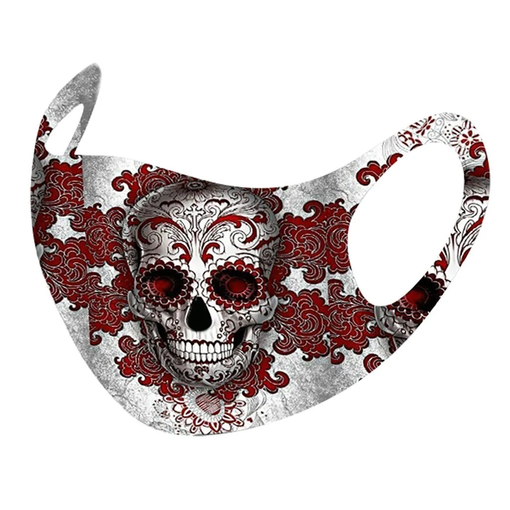 Bloody Rose 3d Print Gothic Punk Face Mouth Mask Reusable Dust Mask Washable Mascarillas Face Shield Masque Foggy Haze Halloween