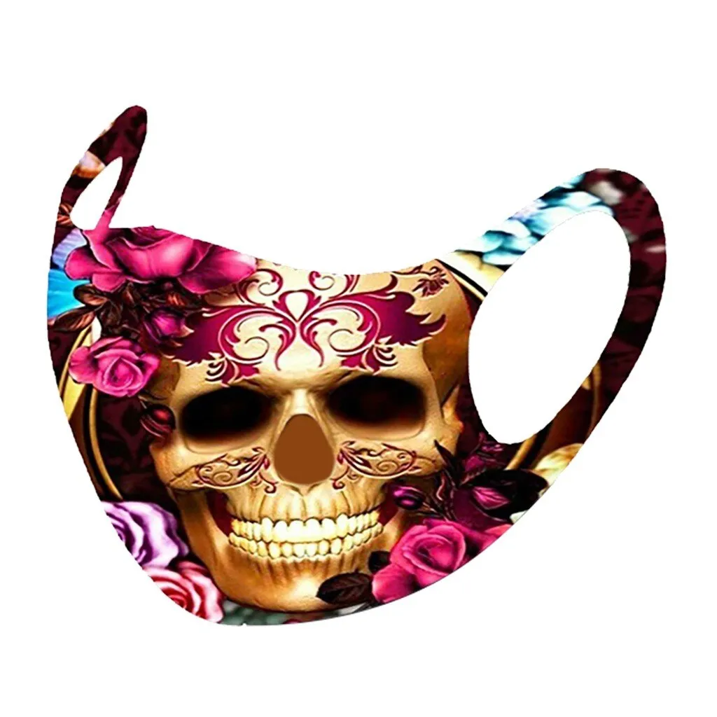 Bloody Rose 3d Print Gothic Punk Face Mouth Mask Reusable Dust Mask Washable Mascarillas Face Shield Masque Foggy Haze Halloween