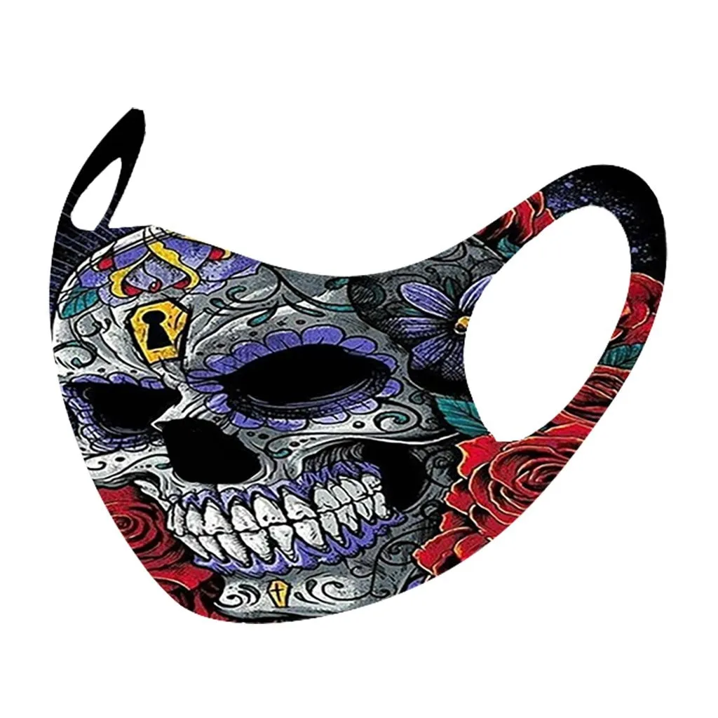 Bloody Rose 3d Print Gothic Punk Face Mouth Mask Reusable Dust Mask Washable Mascarillas Face Shield Masque Foggy Haze Halloween