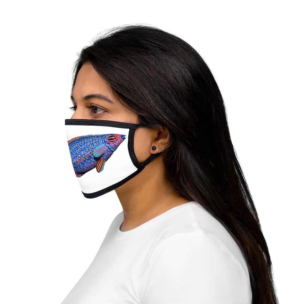 Blue Fish Mixed-Fabric Face Mask