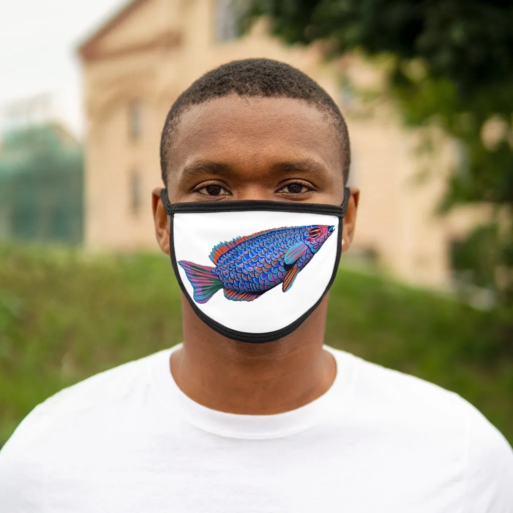 Blue Fish Mixed-Fabric Face Mask