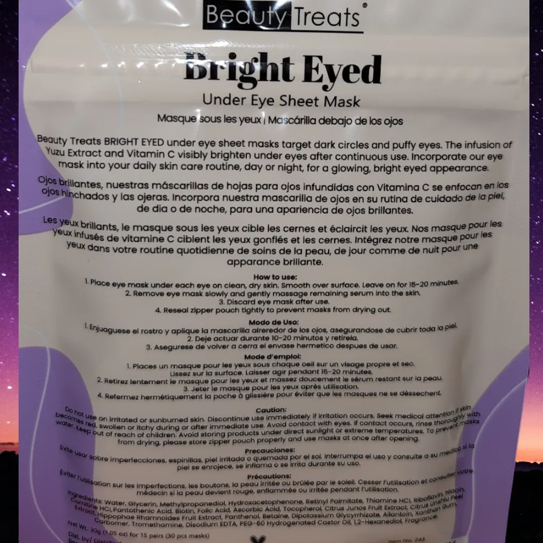 Bright Eyed Under Eye Sheet Masks (15 pairs)