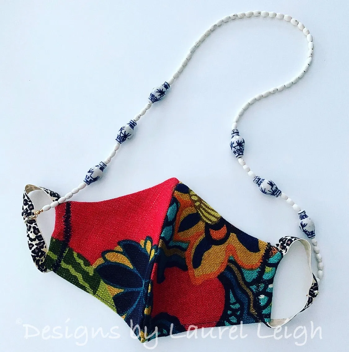 Chinoiserie Ginger Jar & Bamboo Eyeglass / Sunglass / Mask Holder / Lanyard Chain / Necklace