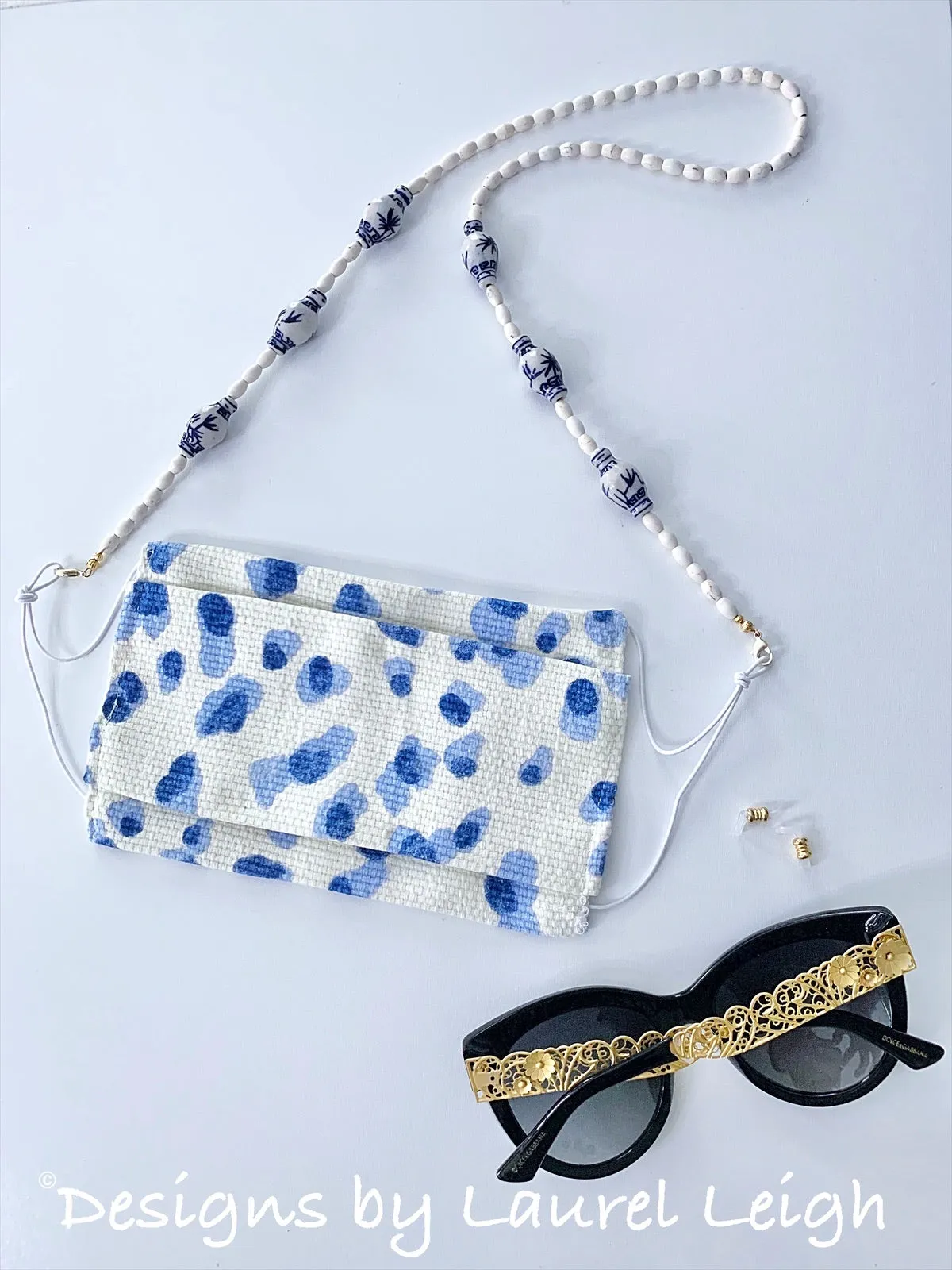 Chinoiserie Ginger Jar & Bamboo Eyeglass / Sunglass / Mask Holder / Lanyard Chain / Necklace