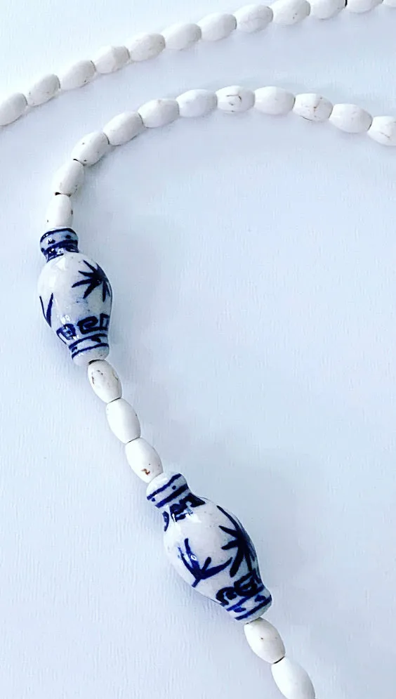 Chinoiserie Ginger Jar & Bamboo Eyeglass / Sunglass / Mask Holder / Lanyard Chain / Necklace