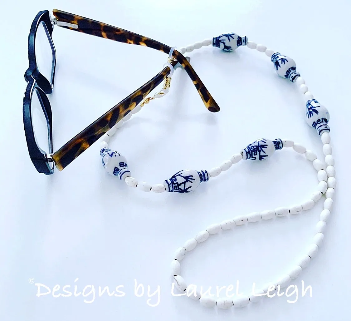 Chinoiserie Ginger Jar & Bamboo Eyeglass / Sunglass / Mask Holder / Lanyard Chain / Necklace