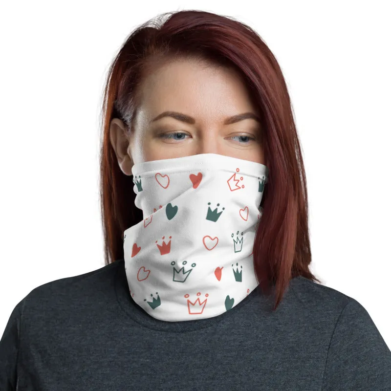 Crown and Love Doodle Unisex Face Bandana