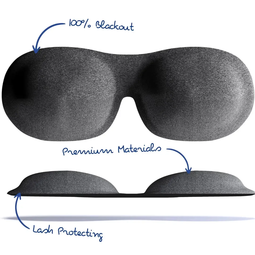 Dark Grey Marl Contoured 3D Blackout Sleep Mask