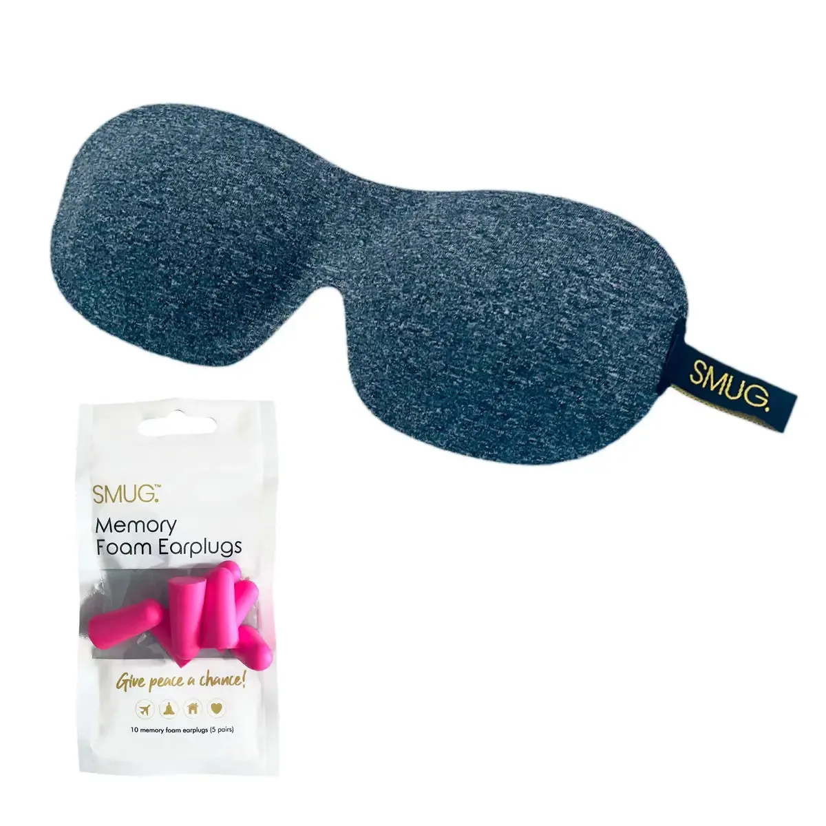 Dark Grey Marl Contoured 3D Blackout Sleep Mask