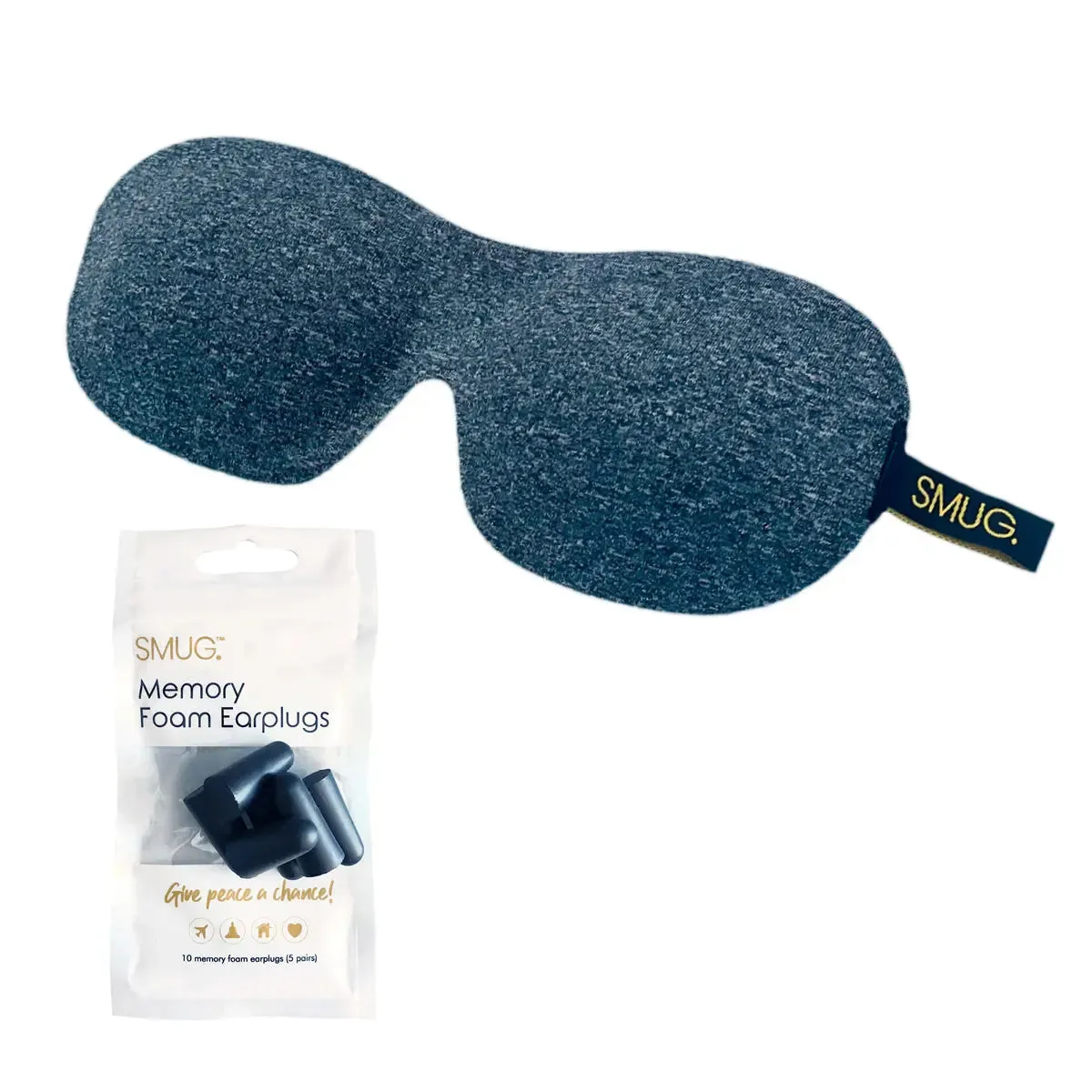 Dark Grey Marl Contoured 3D Blackout Sleep Mask