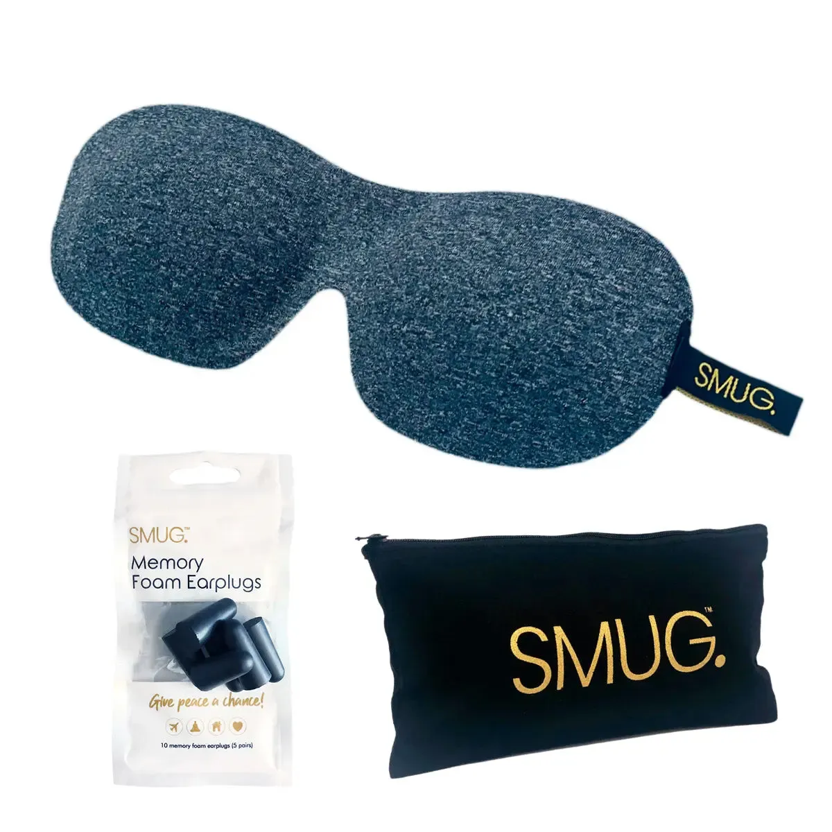Dark Grey Marl Contoured 3D Blackout Sleep Mask