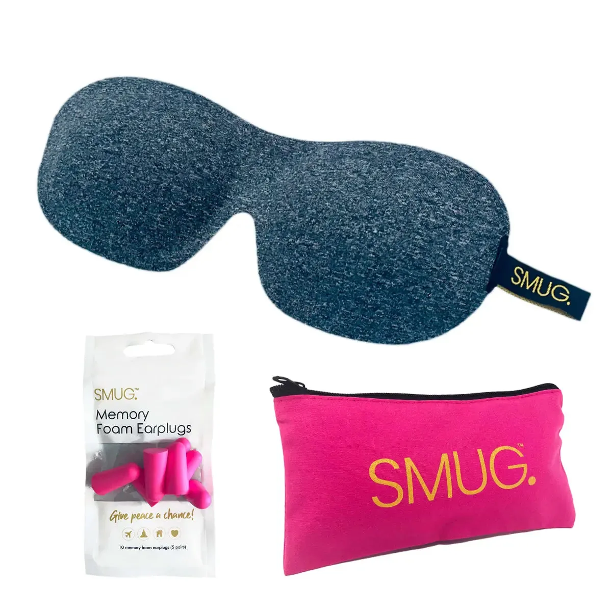 Dark Grey Marl Contoured 3D Blackout Sleep Mask