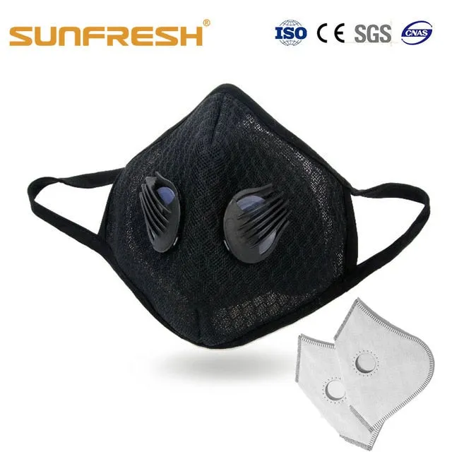 Fashion  Cycling Face Mask Sport Training Mask N95 PM2.5 Anti-pollution Running Mask Activated Carbon Filter Washable Mask