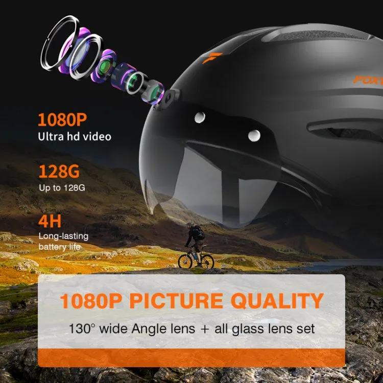 Foxwear V8S 1080P HD Video Recorder Cycling Smart Helmet, Size: 54-58cm(White)