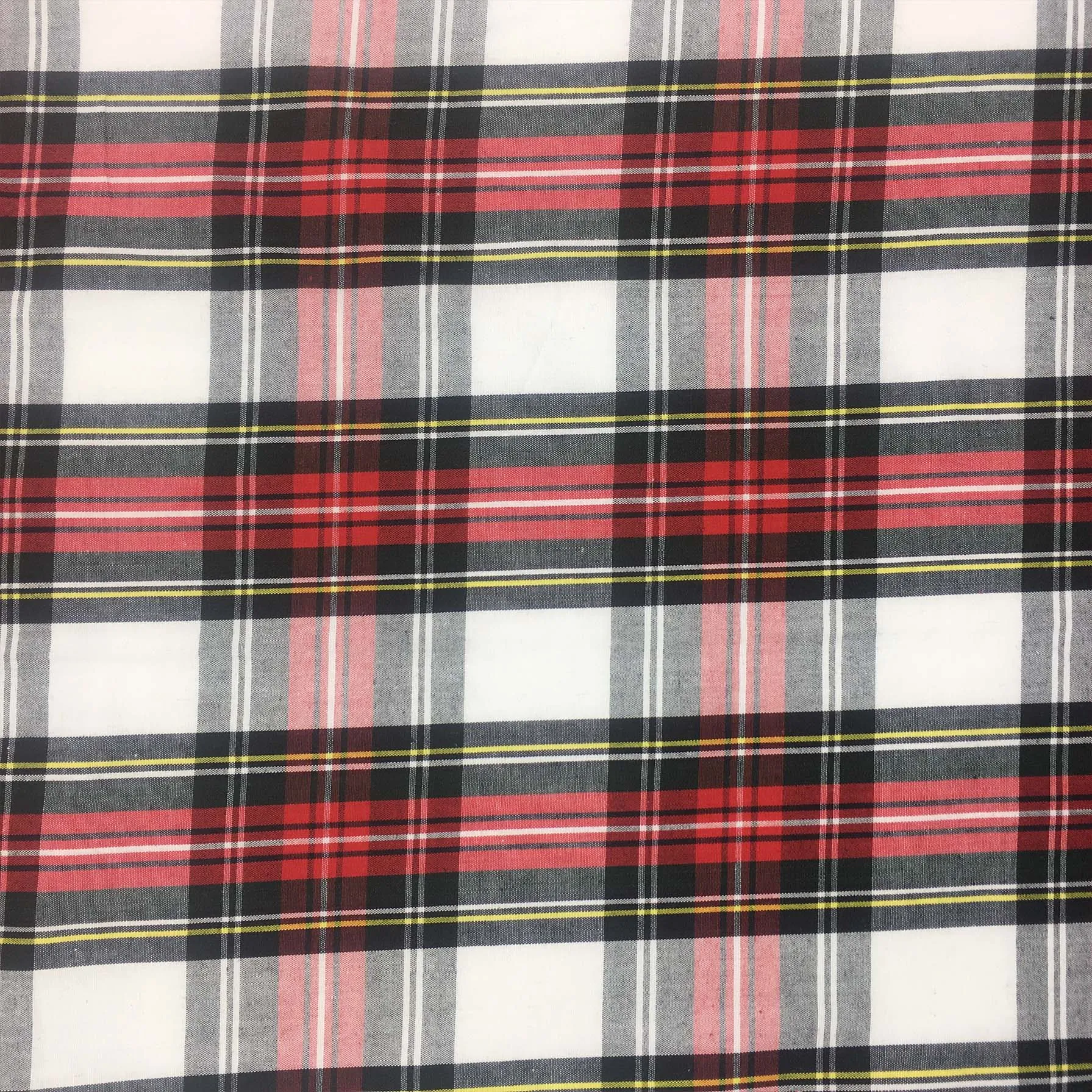 FS660_1 White Tartan Poly Cotton Fabric