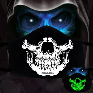 Halloween Skull Ghost Glowing Black Mask For Face Women Fashion Luminous Face Mask Washable Reusable Mascarillas Faciales