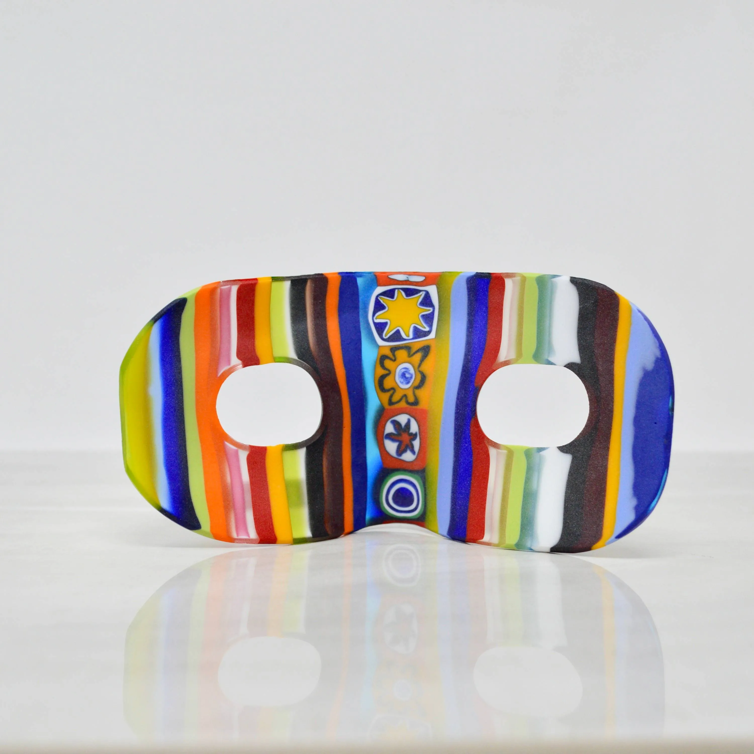 Murano Glass Millefiori Contemporary Art Mask, Made In Italy