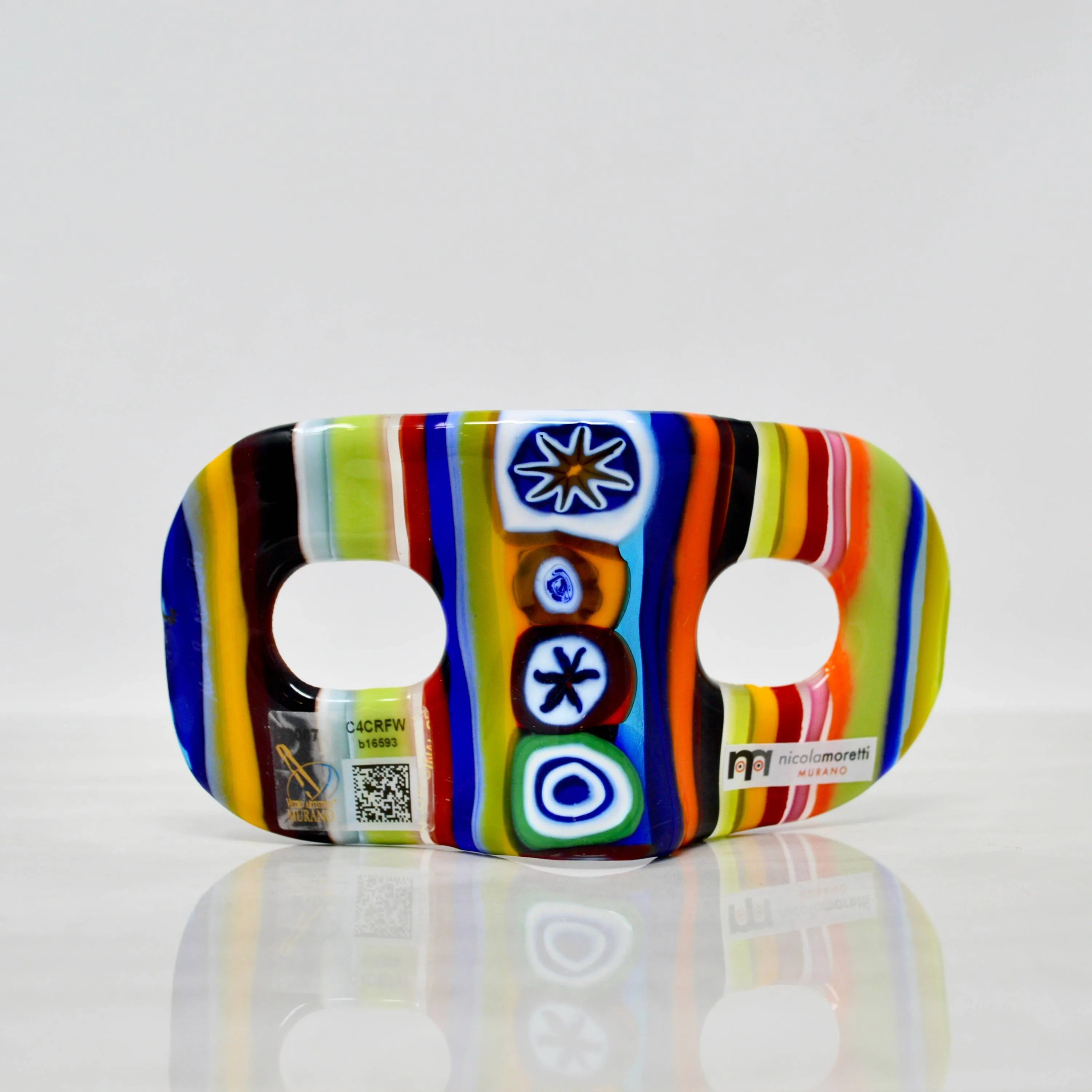 Murano Glass Millefiori Contemporary Art Mask, Made In Italy