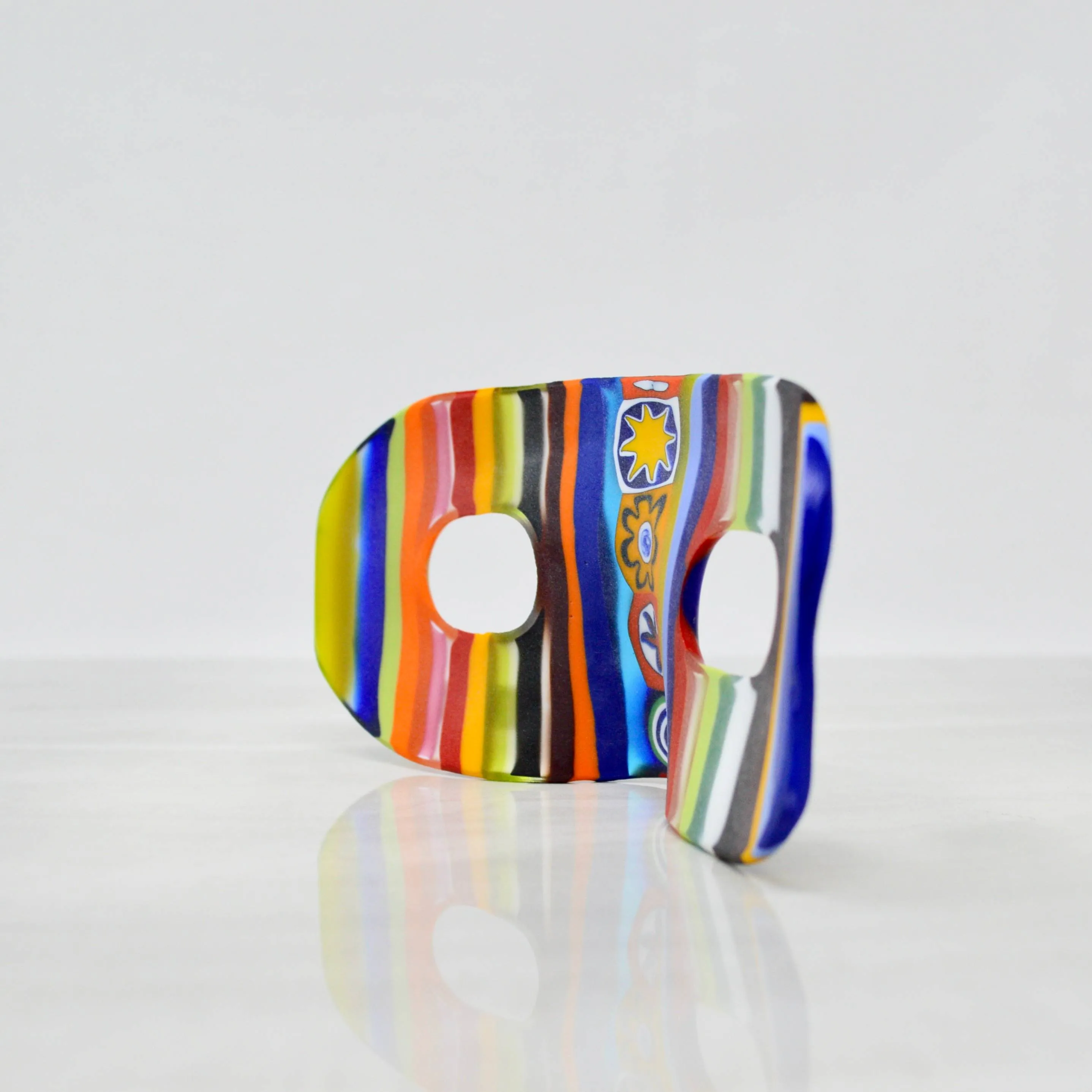 Murano Glass Millefiori Contemporary Art Mask, Made In Italy