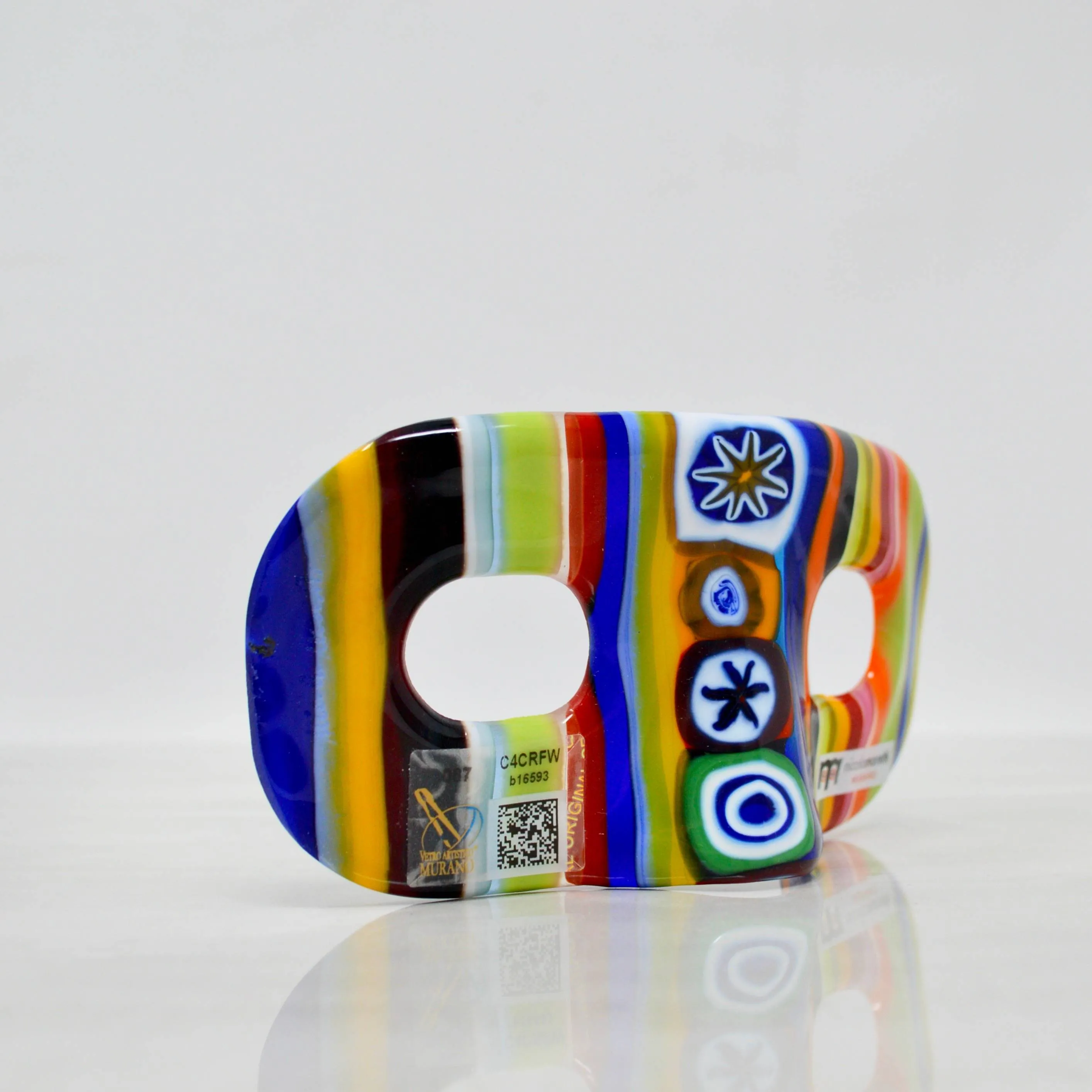 Murano Glass Millefiori Contemporary Art Mask, Made In Italy