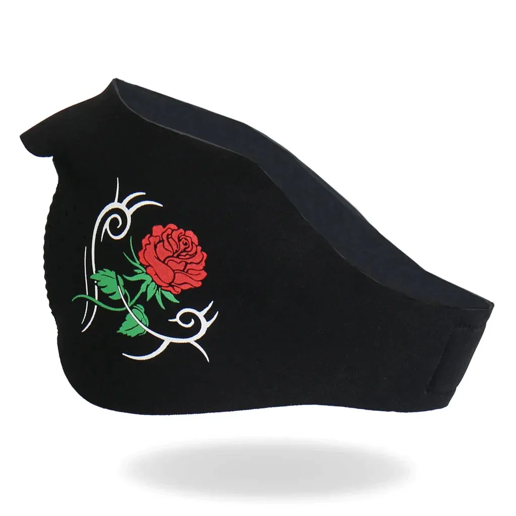Neoprene Half Face Mask - Tribal Rose FMB1003 | Hot Leathers