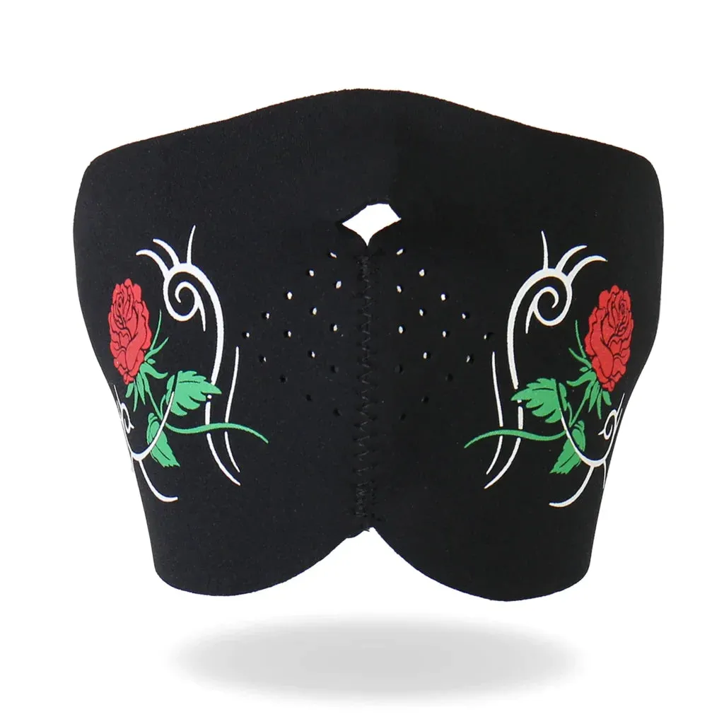 Neoprene Half Face Mask - Tribal Rose FMB1003 | Hot Leathers
