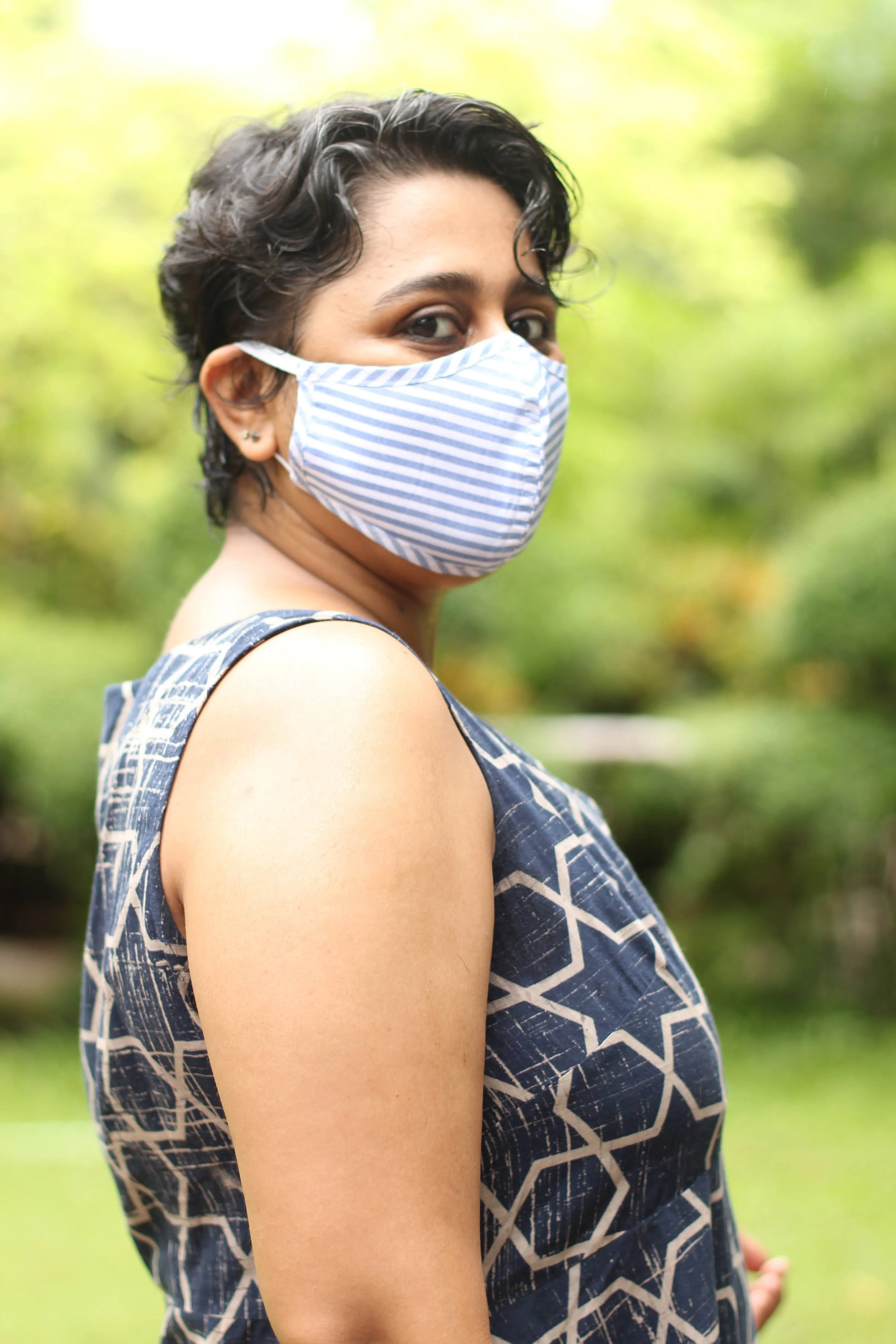 Oxford Stripe - Two Ply Reusable Cloth Mask
