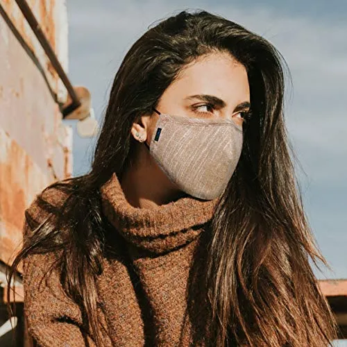 OxiClear Handloom Linen Anti-Pollution Face Mask, 3-Layer Super Breathable, Washable & Reusable (Pack of 7)