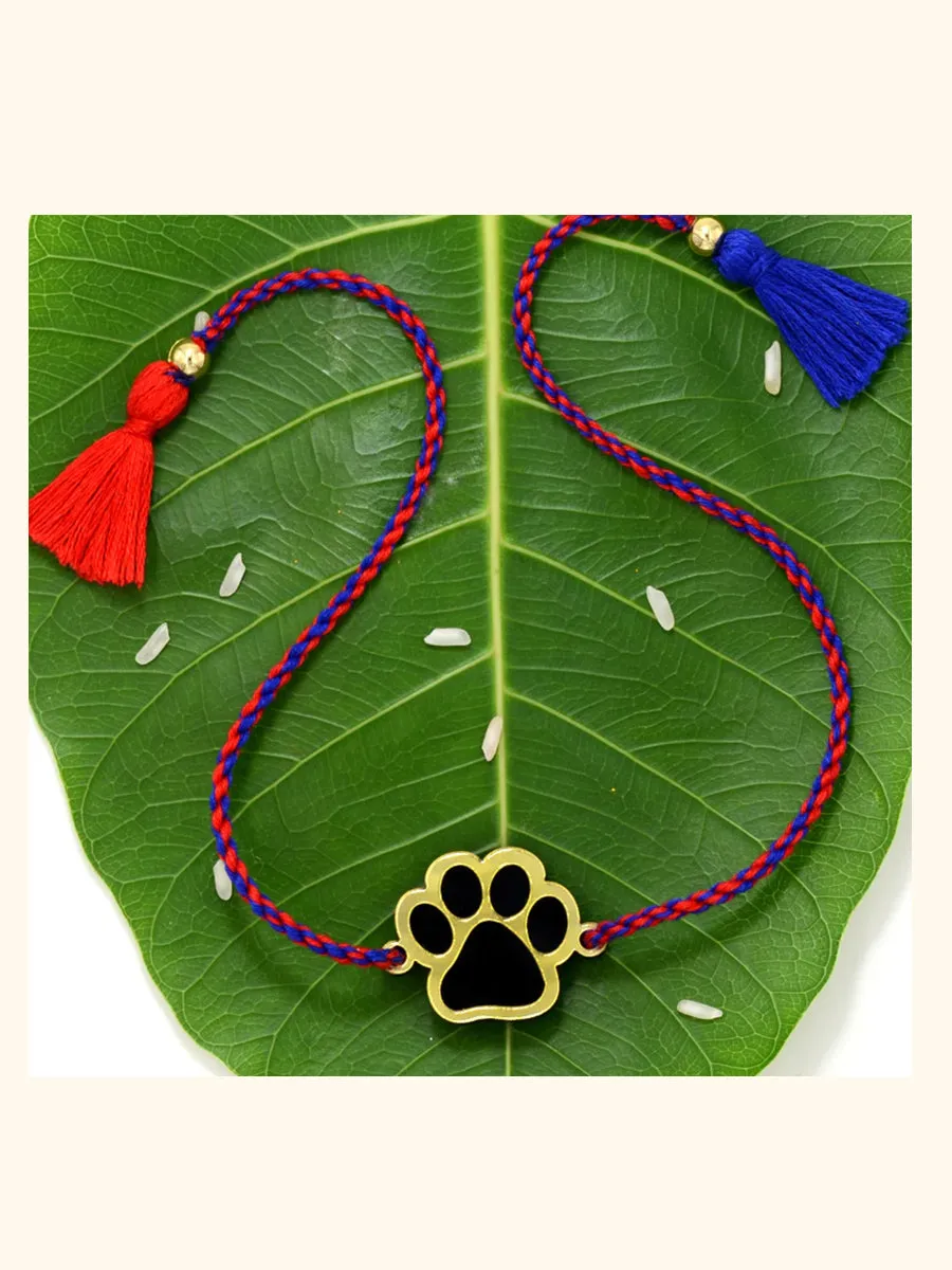 PAW RAKHI   Embroidered Dog Lover Mask with Chain   Paw Bead Earrings Set
