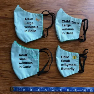 Personalized Face Mask. 4 sizes. All Cotton. Close Fitting. Choose Any Word, Initials, Name. SHIPS FOR FREE in North America