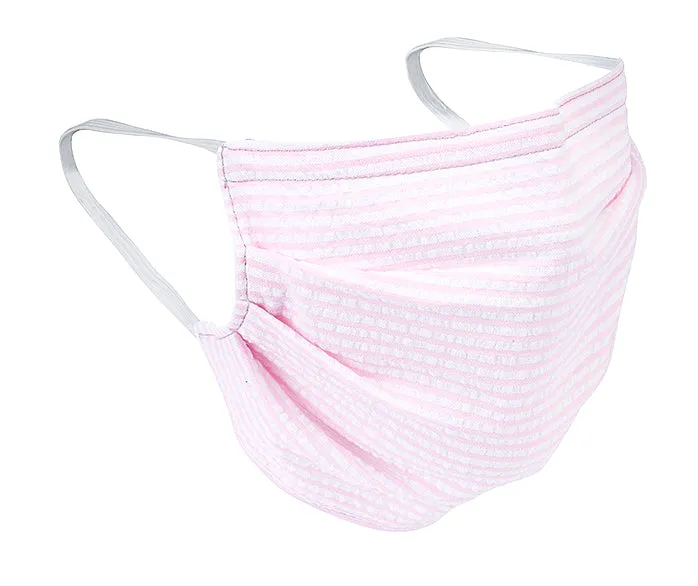 Pink/White Seersucker Safety Mask - M3395