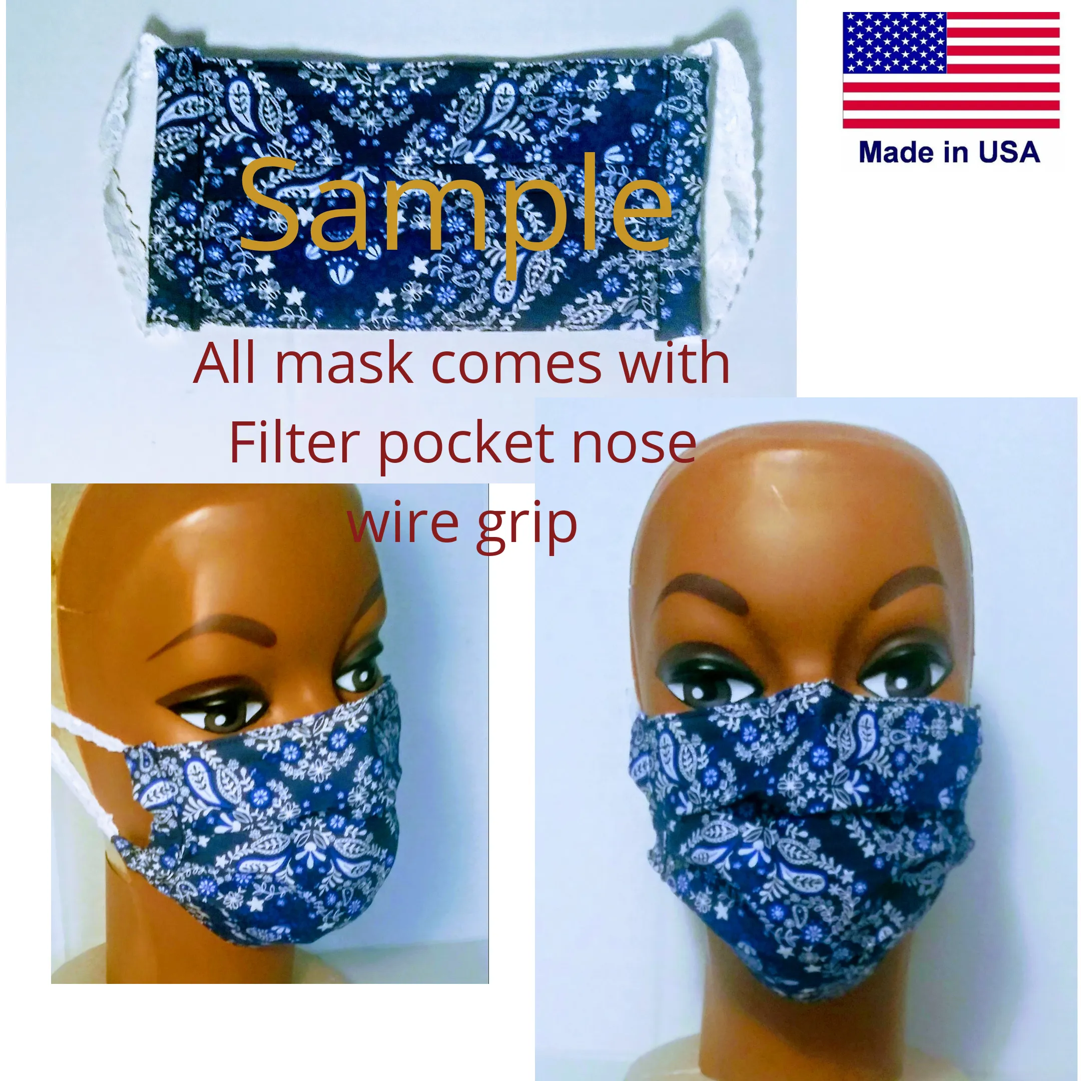 Polka Dots Cotton Fabric Mask - Washable & Reusable