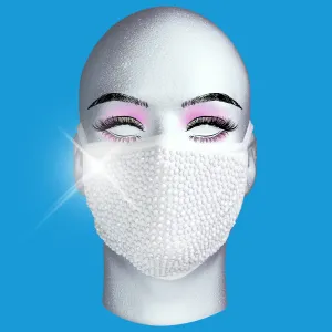 Rhinestone Mask - White Porcelain Crystal on White