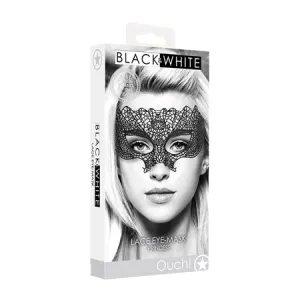 Shots Ouch Black & White Lace Eye Mask - Princess Black