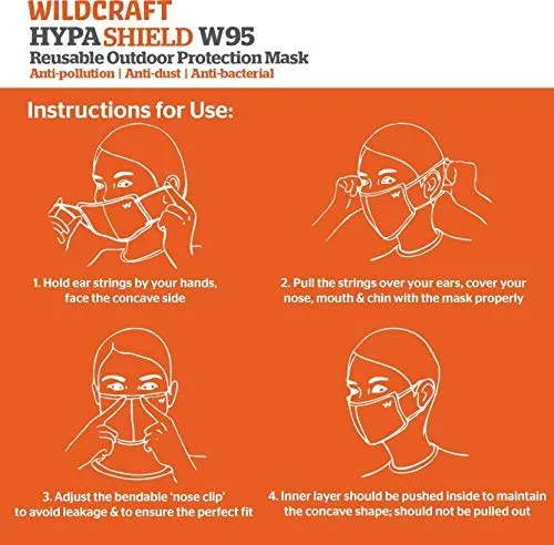 Wildcraft Non Woven Fabric Hypashield Reusable Face Mask for Outdoor Protection (Large, Pack of 3, Black, Without Valve) for Unisex